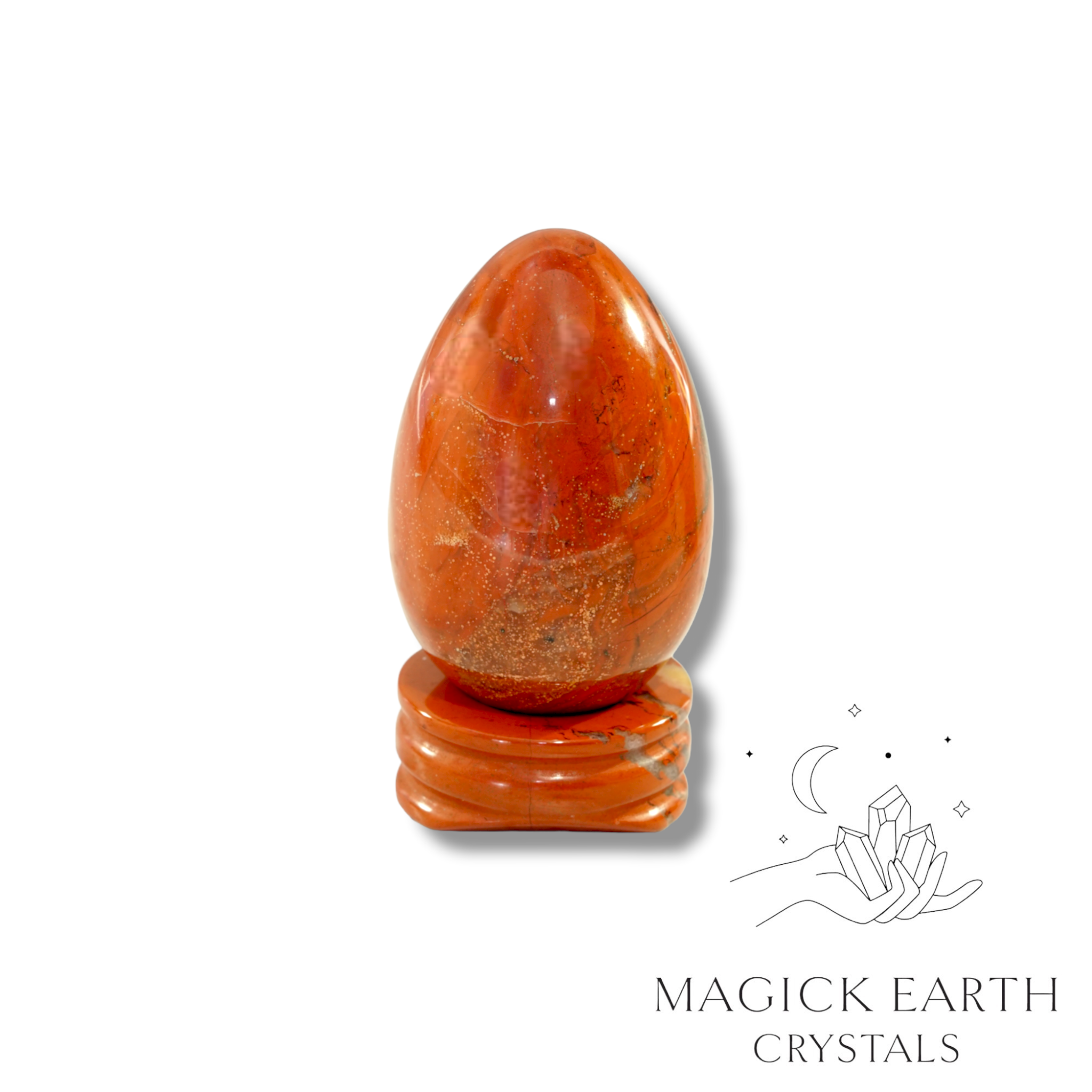 Red Jasper Egg With Carved Stand For Grounded Power
