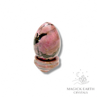 Rhodonite Egg B With Stand  For Trauma Support & Healing