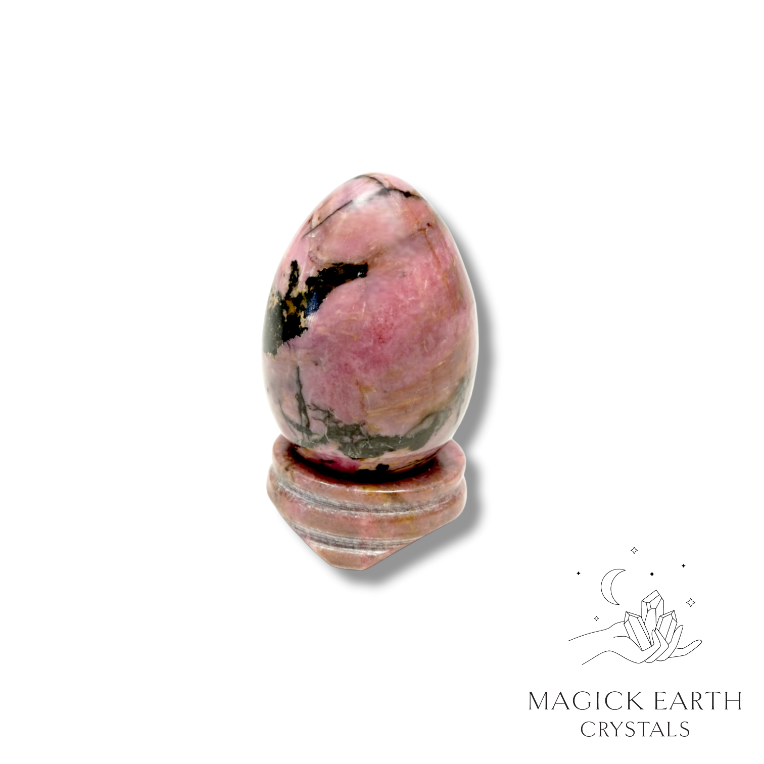 Rhodonite Egg B With Stand  For Trauma Support & Healing
