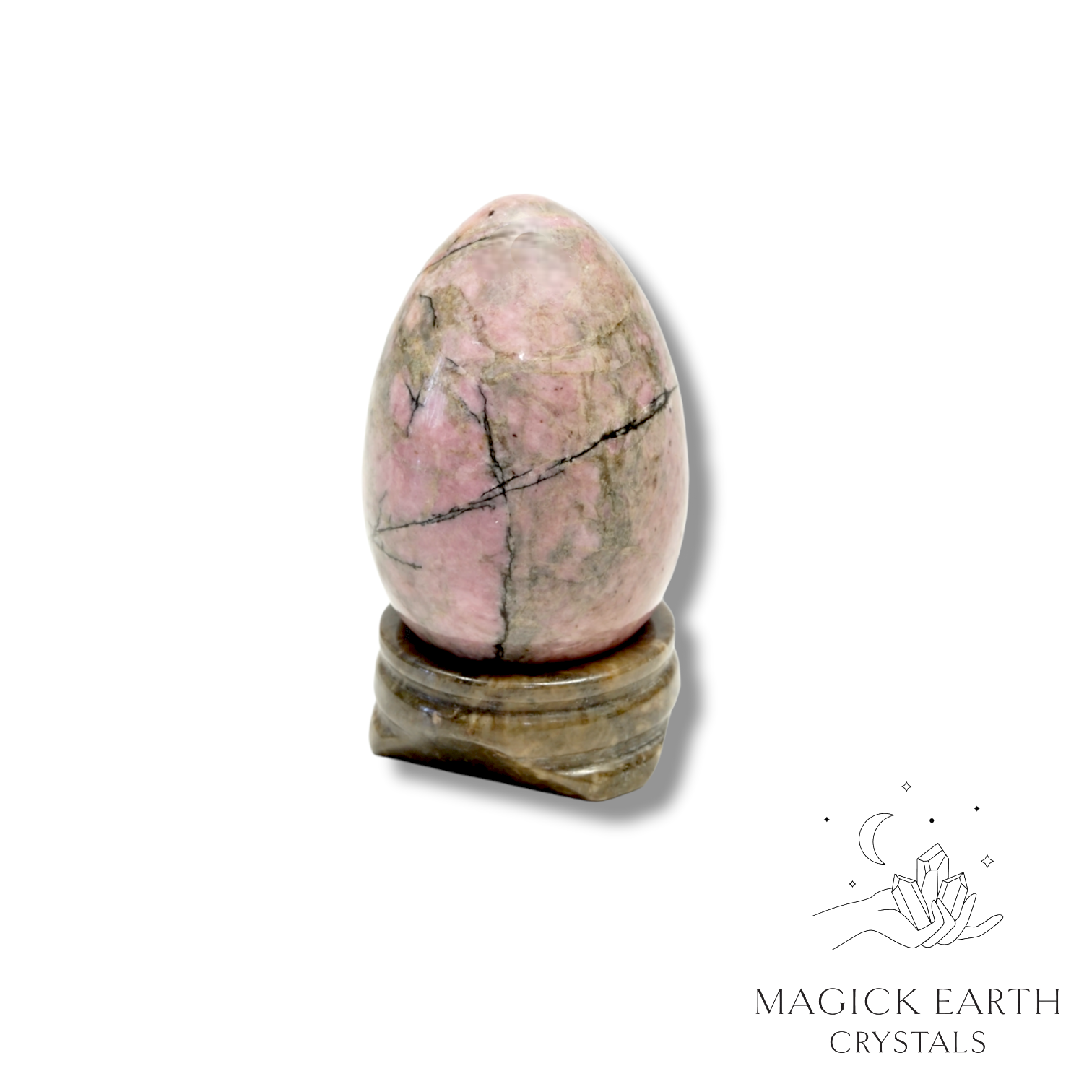 Rhodonite Egg C With Stand  For Trauma Support & Healing