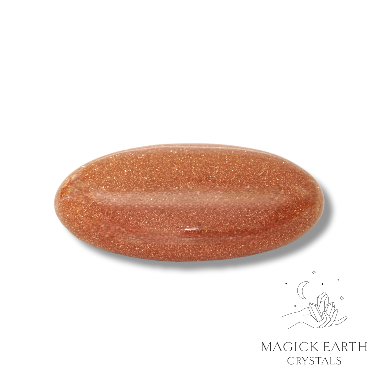 Goldstone  Flat Palm Stone For Ambition & Action