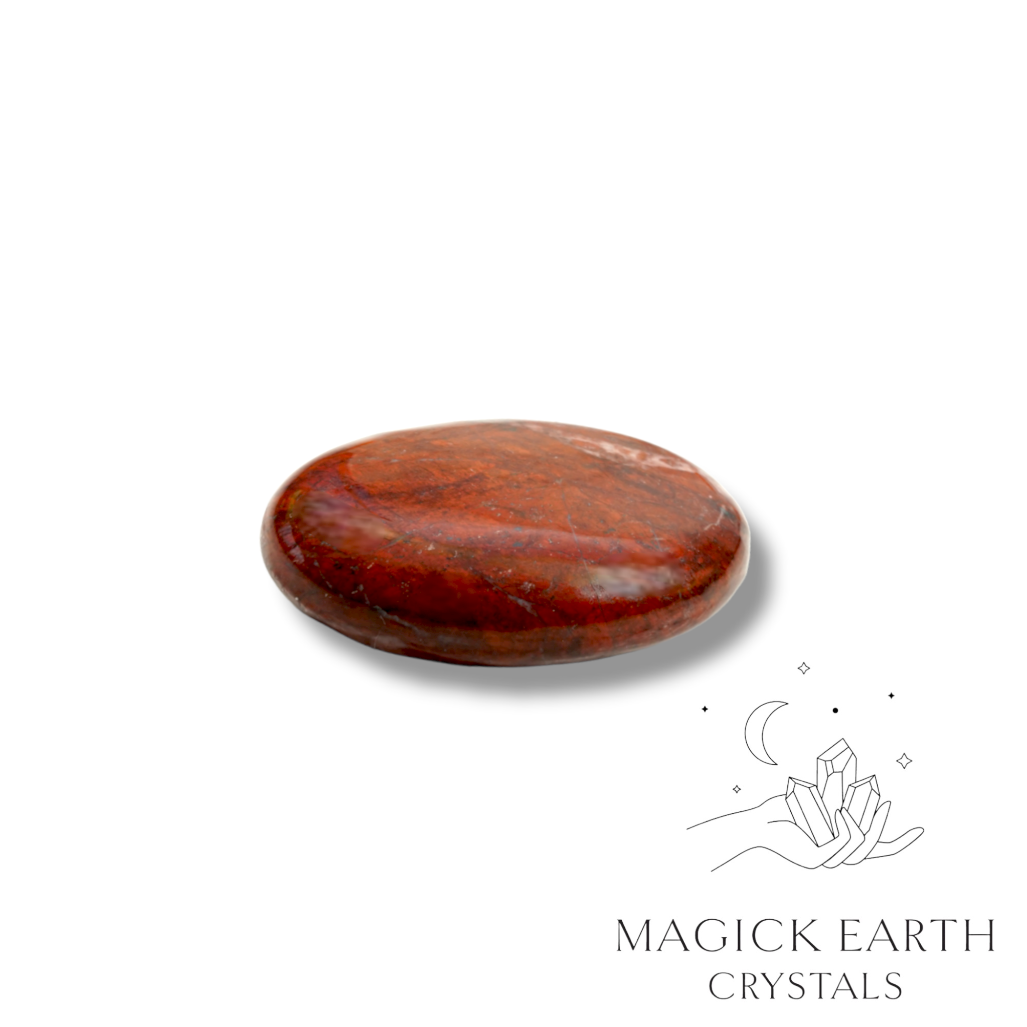 Strength & Stability - Brecciated Jasper Crystal Gemstone Flat Palm Stone  Oval Shape