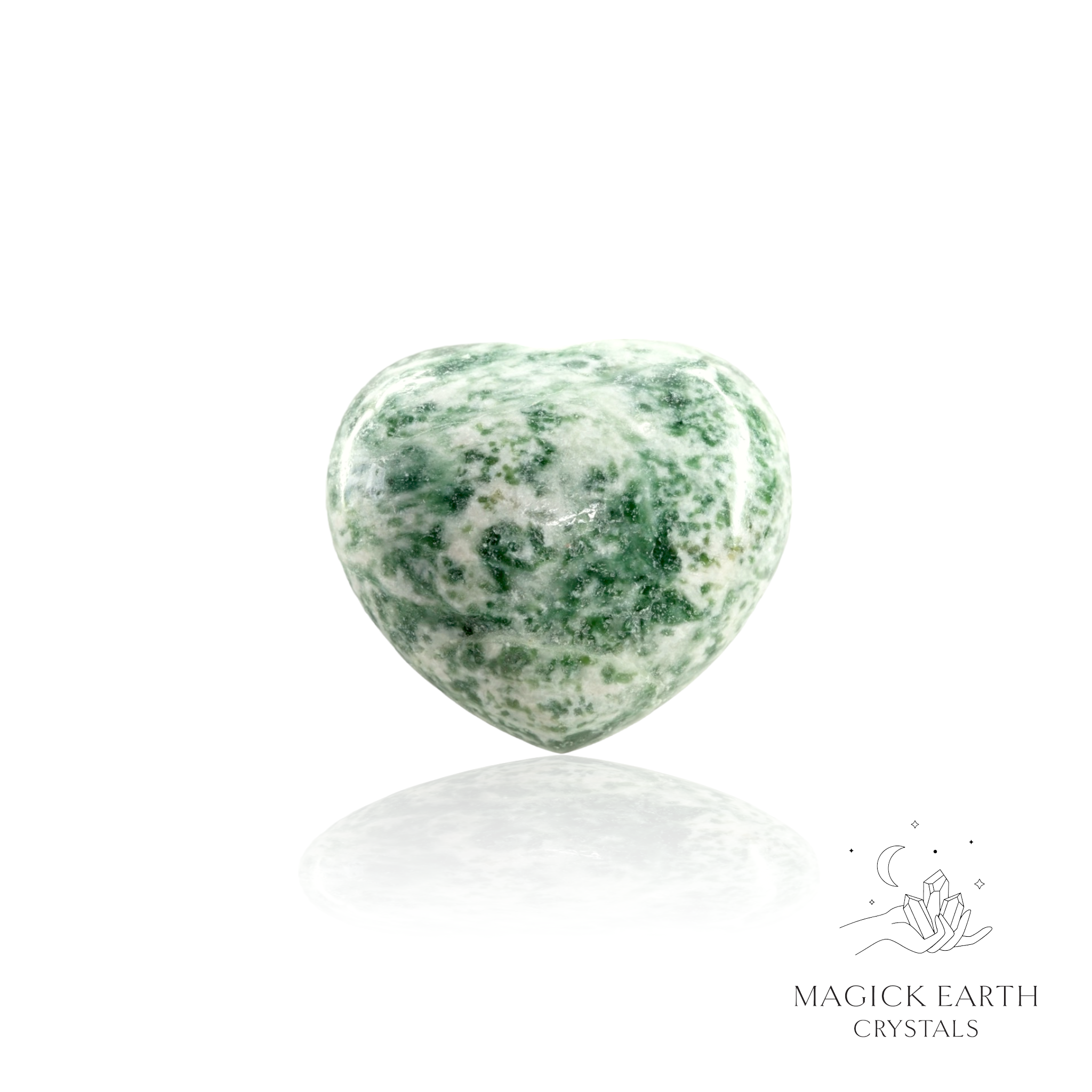Green Spot Jasper Heart 45mm For Grounding With Heart