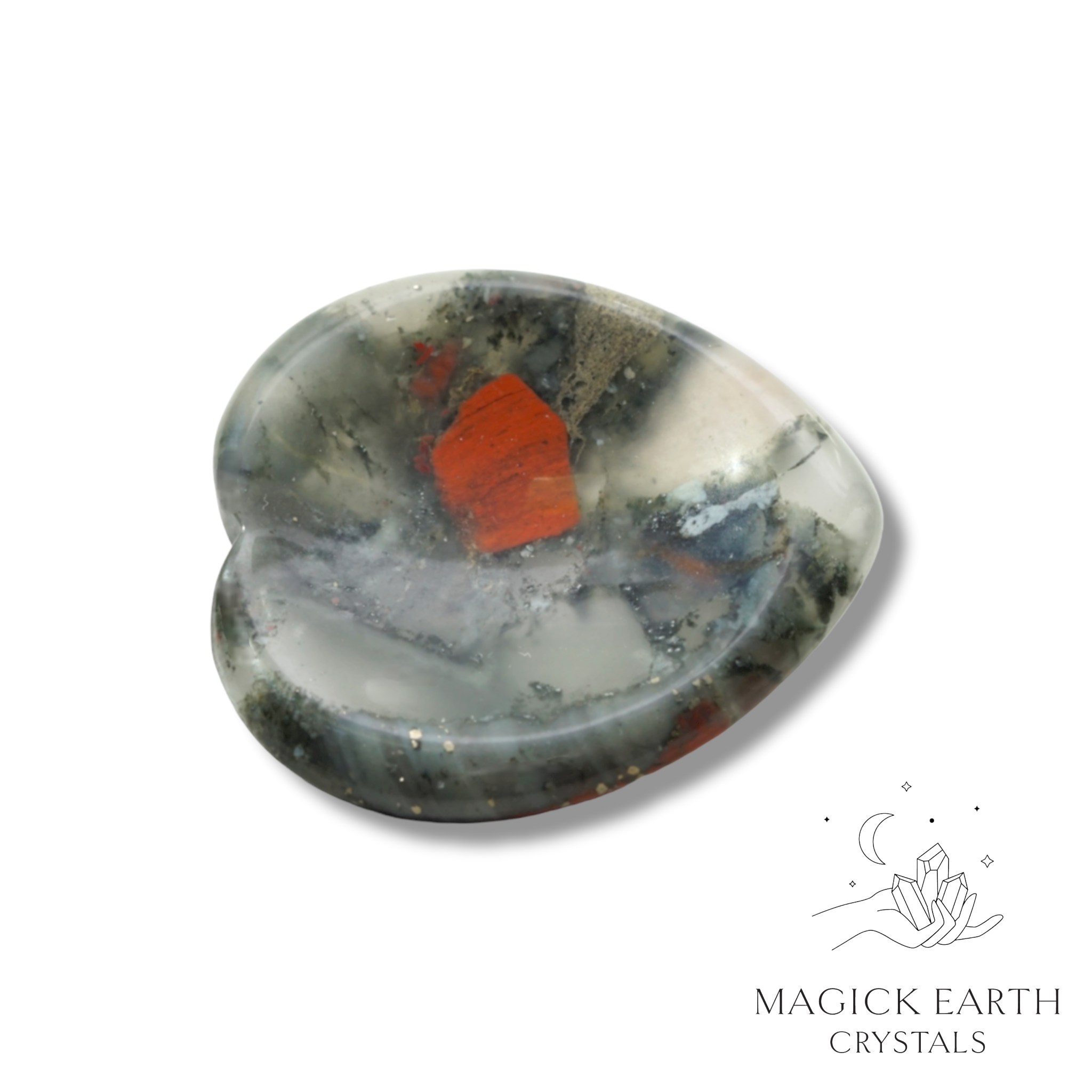 Bloodstone Heart Shaped Thumb  Stone For Strength & Vitality