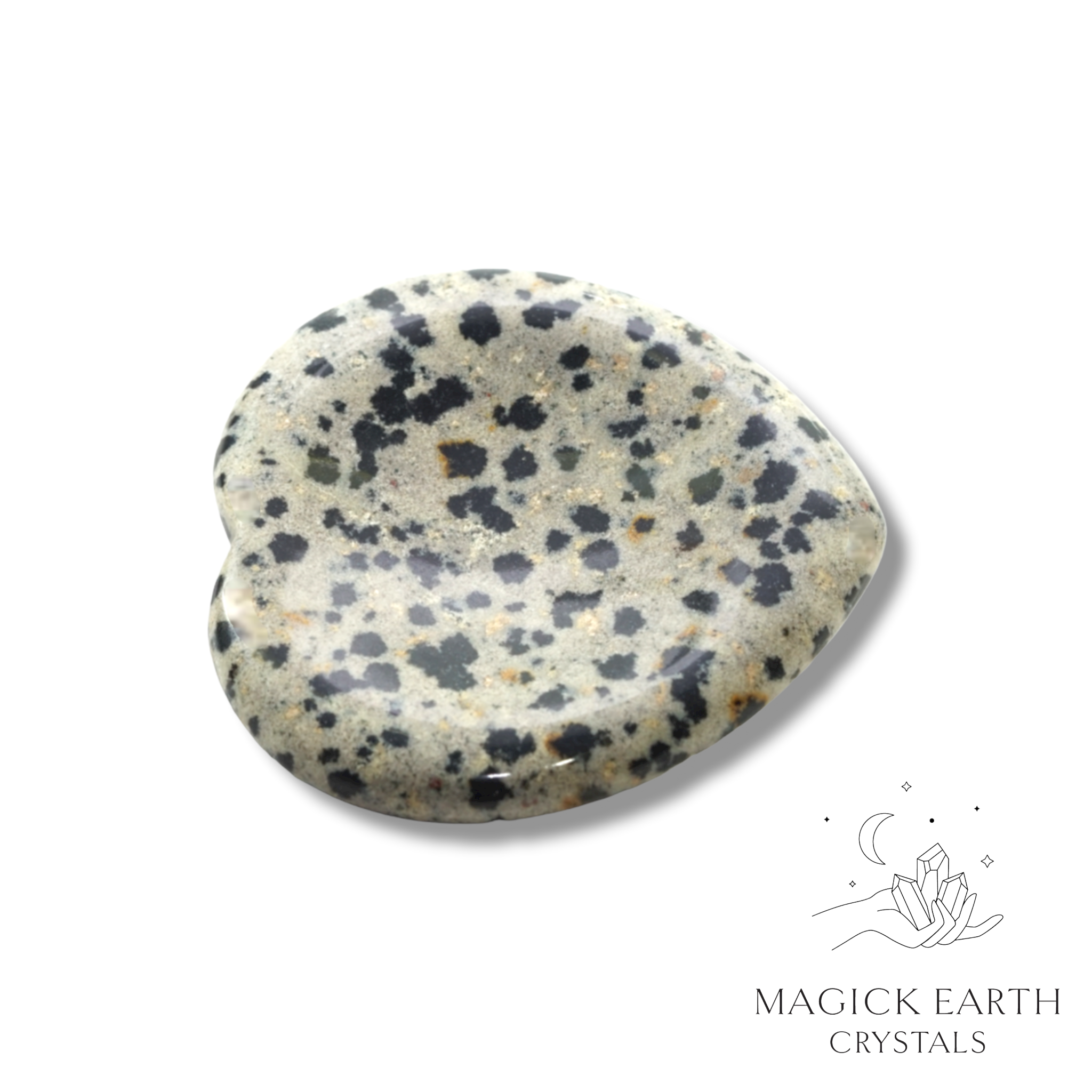 Dalmatian Jasper Heart Shaped Thumb  Stone For Playful Protection