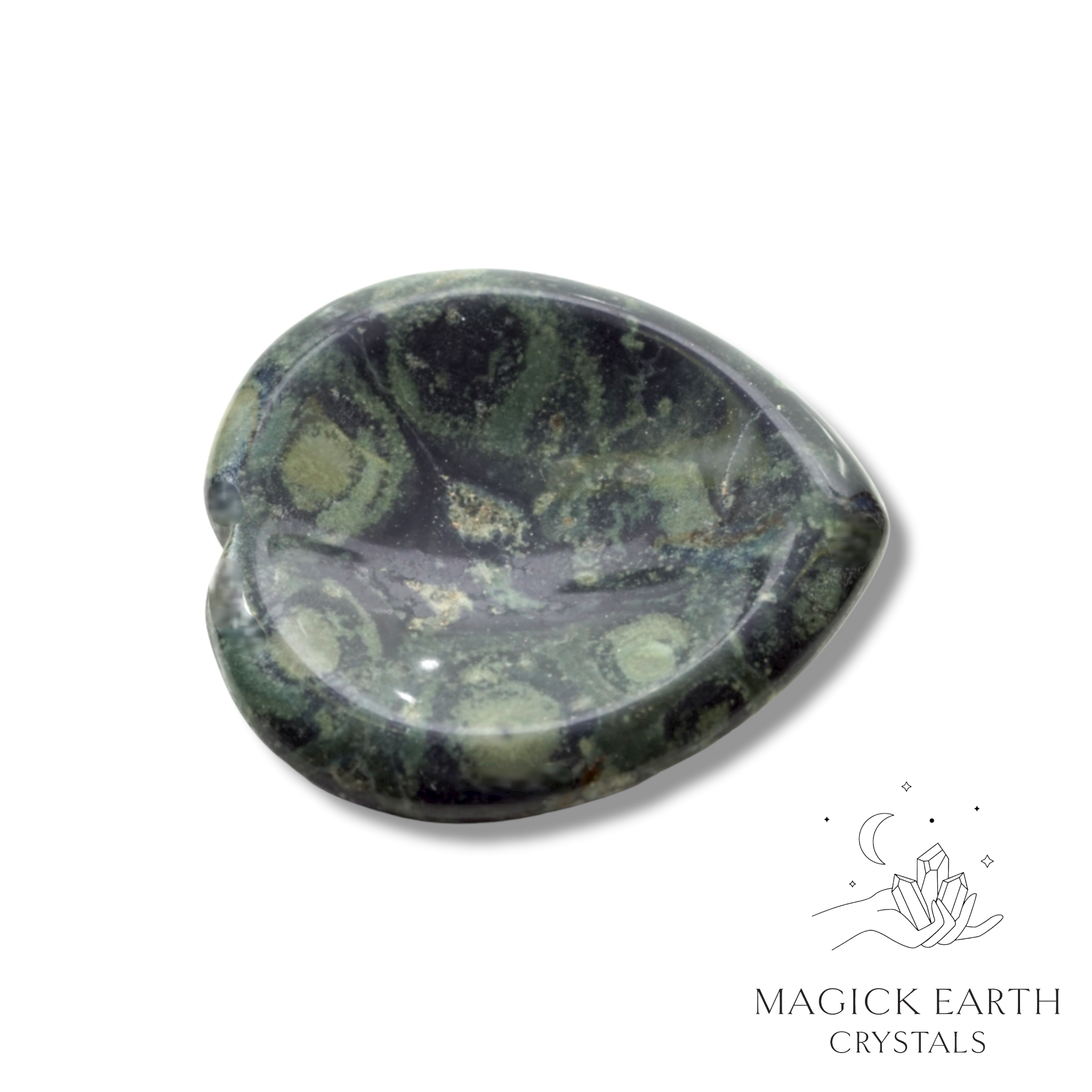 Kambaba Jasper  Heart Shaped Thumb  Stone For Ancient Grounding