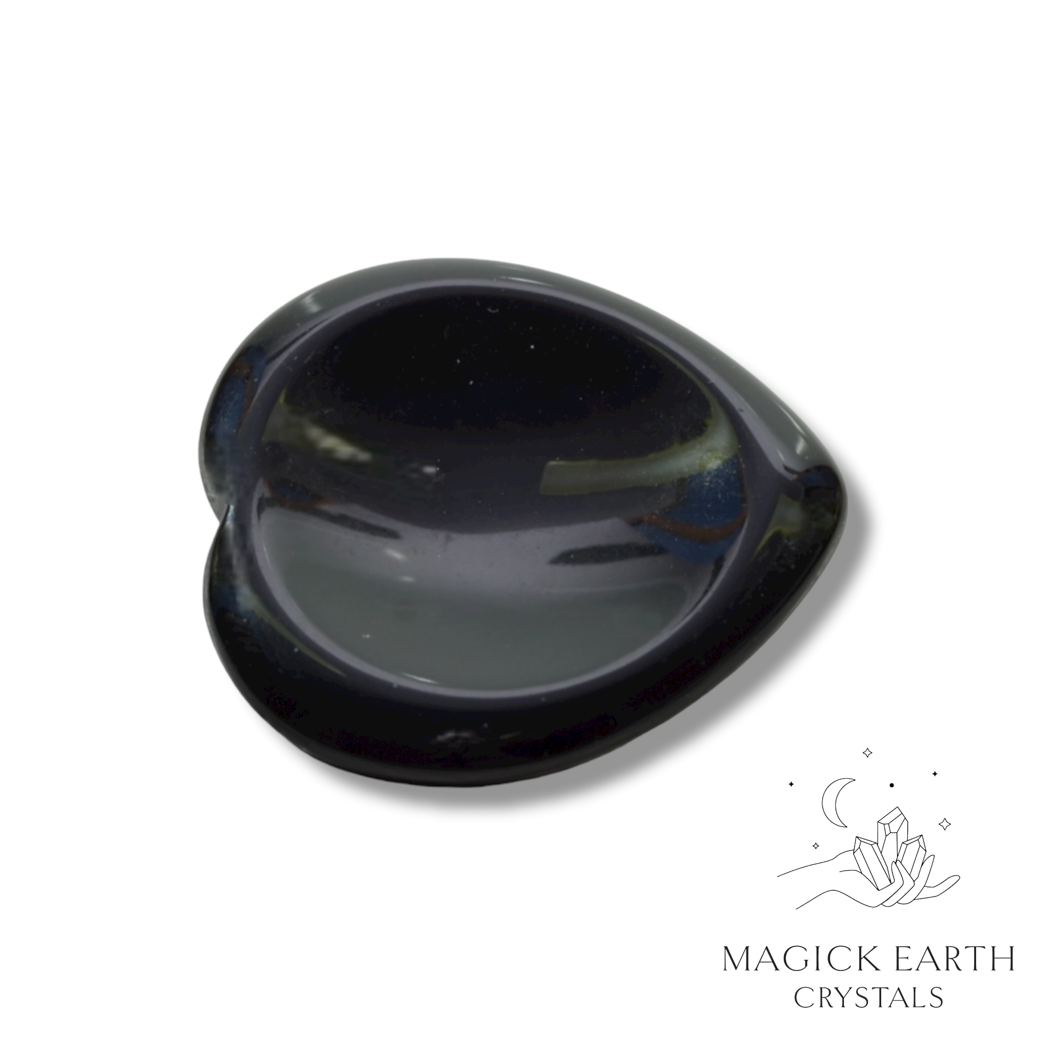 Obsidian  Heart Shaped Thumb  Stone For Tough Love Protection