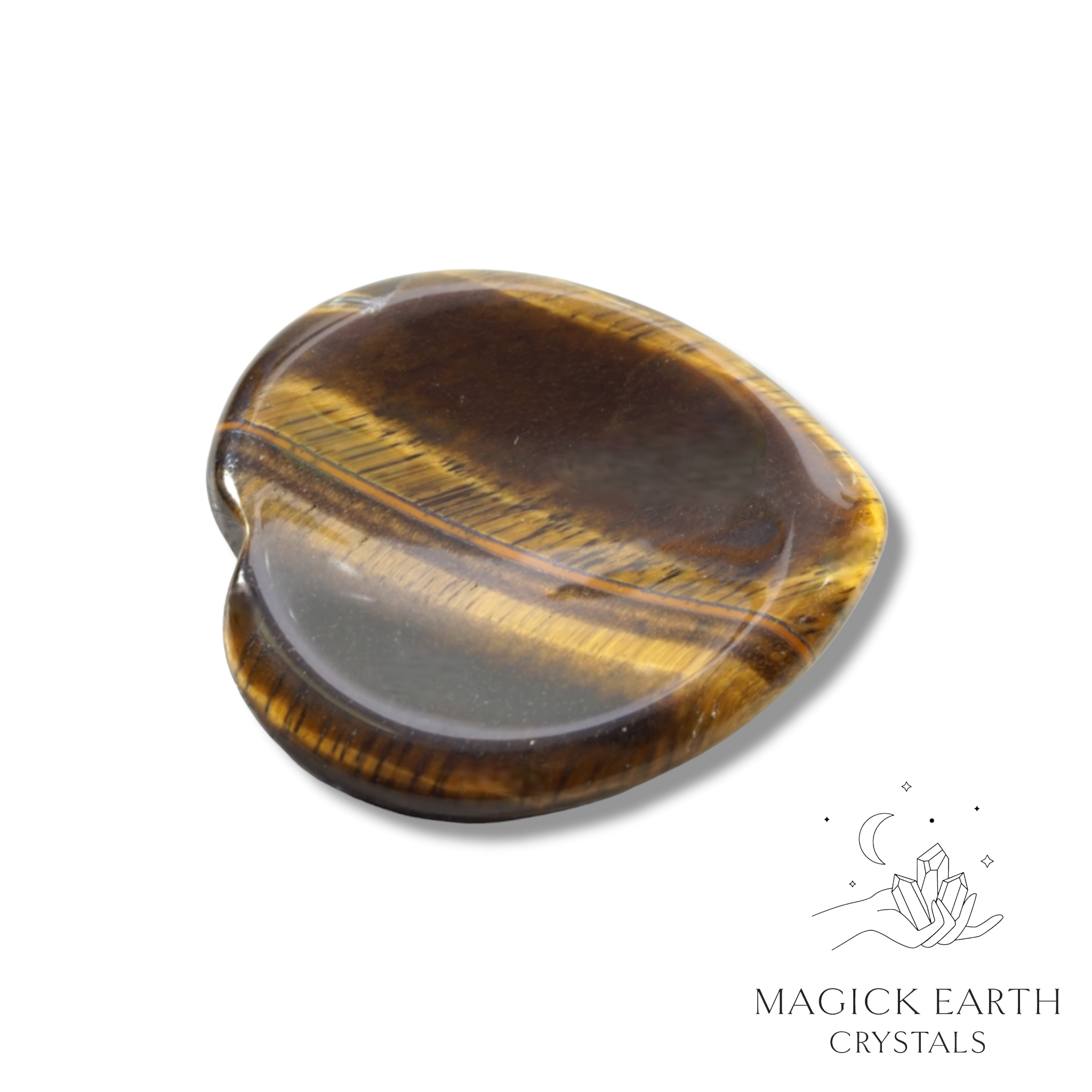 Tiger Eye  Heart Shaped Thumb Worry Stone  For Confident Courage