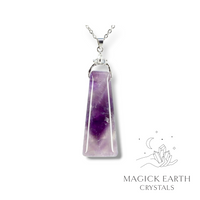 Amethyst Trapezoid  Pendant  Platinum Finish For Stress Relief & Sleep