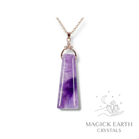 Amethyst Trapezoid  Pendant  Rose Gold Finish For Stress Relief & Sleep