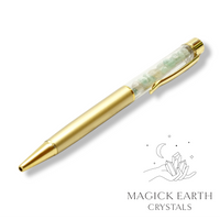 Aventurine Crystal Gemstone Chip Pens with Matte Gold Finish