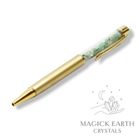 Amazonite Crystal Chip Pens with Matte Gold Finish. For Boundaries & Emotional Balance