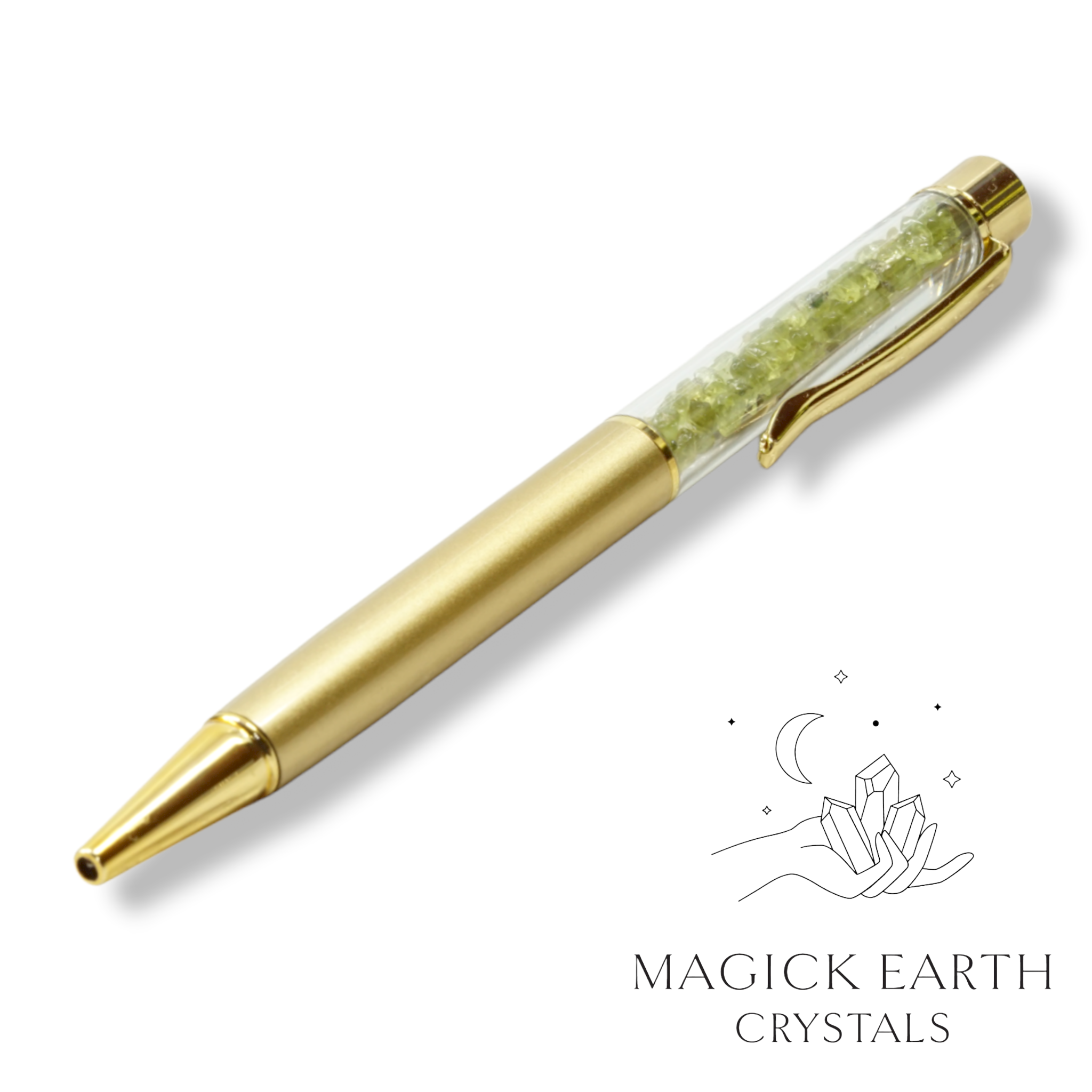 Peridot Crystal  Chip Pens For New Beginnings