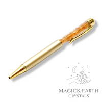 Red Aventurine Crystal Chip Pen Matte Gold For Luck & Opportunity