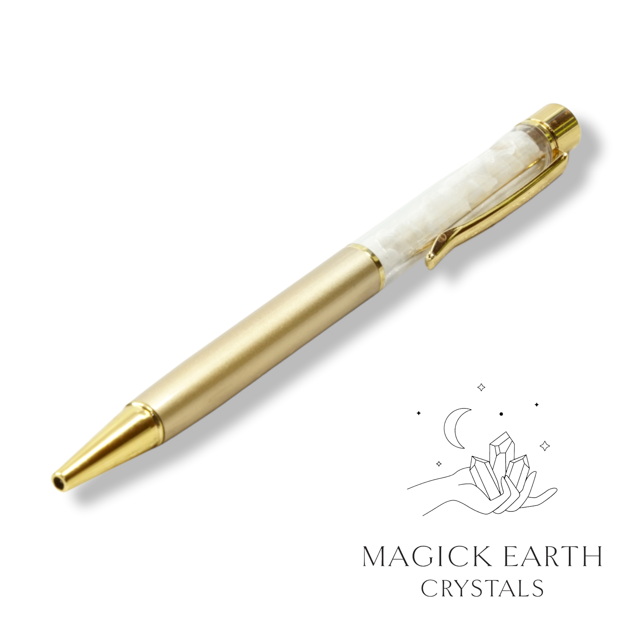 White Jade Crystal  Chip Pens For Peaceful Clarity