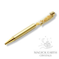 Yellow Aventurine Crystal  Chip Pens   Matte Gold For Luck & Opportunity