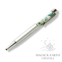 Amazonite Crystal Chip Pens with Matte Platinum Finish For Boundaries & Emotional Balance