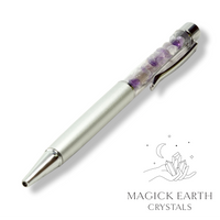 Amethyst Crystal   Chip Pens   Matte Platinum For Stress Relief & Sleep