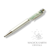 Aventurine Crystal Gemstone Chip Pens with Matte Platinum Finish