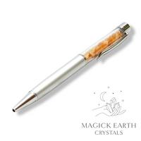 Red Aventurine Crystal  Chip Pen Matte Platinum For Luck & Opportunity