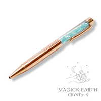 Apatite Crystal Chip Pens with Bright Rose Gold Finish For Motivation & Creativity
