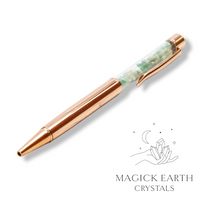 Aventurine Crystal Gemstone Chip Pens with Bright Rose Gold Finish