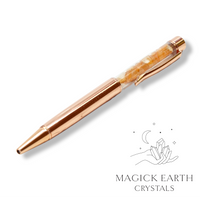 Red Aventurine Crystal Chip Pen Bright Rose Gold For Luck & Opportunity