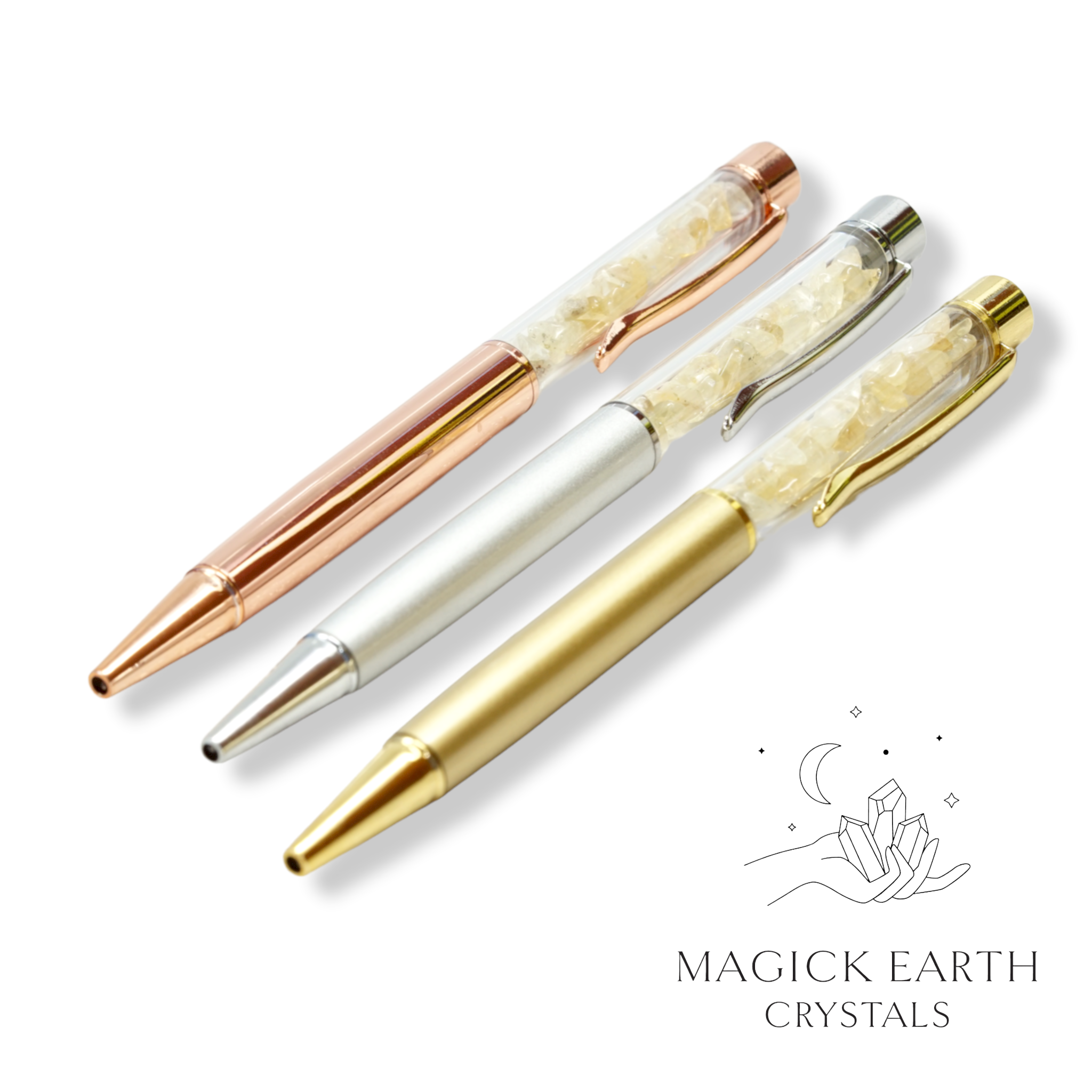 Citrine Crystal Chip Pens For Abundance & Joy