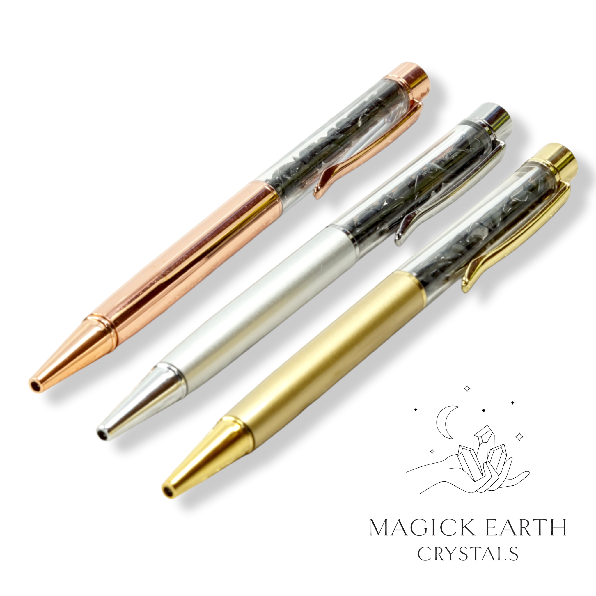 Obsidian Crystal  Chip Pens For Tough Love Protection