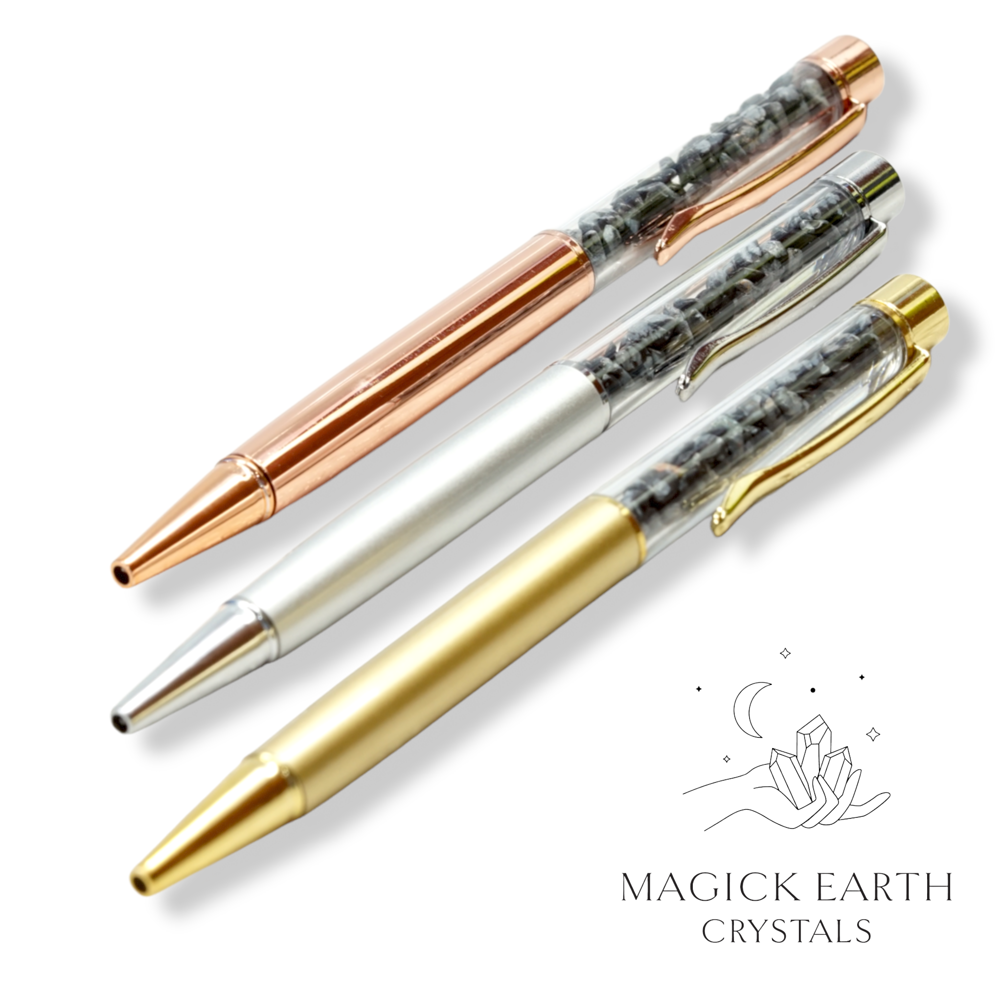 Snowflake Obsidian Crystal Chip Pens For Gentle Shadow Work