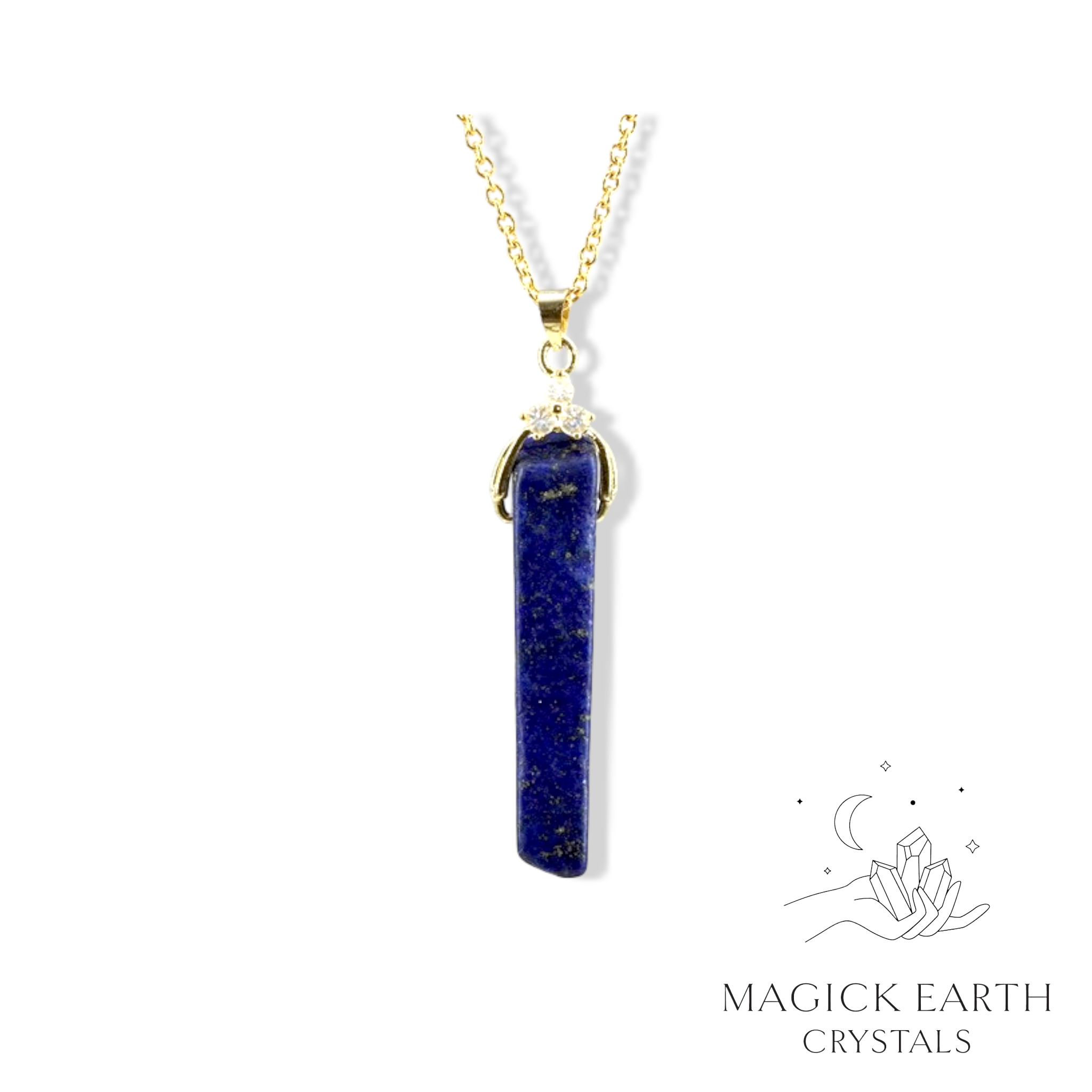 Lapis Lazuli Long Rectangle Pendant For Clear-Sight & Wisdom
