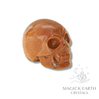 Goldstone Carved Skull For Ambition & Action