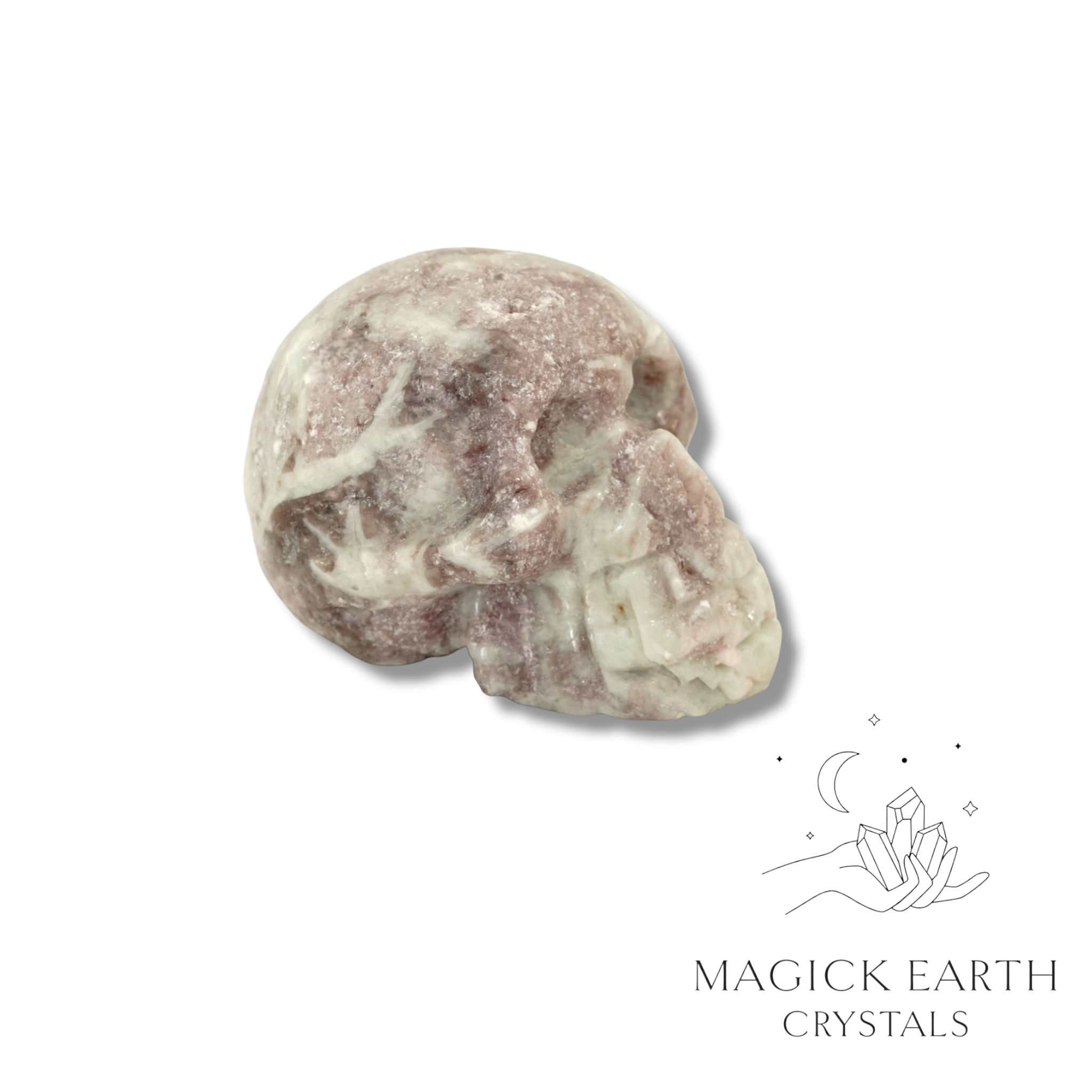Lepidolite  Carved Skull  For Emotional Reset