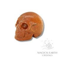 Goldstone  Carved Skull For Ambition & Action