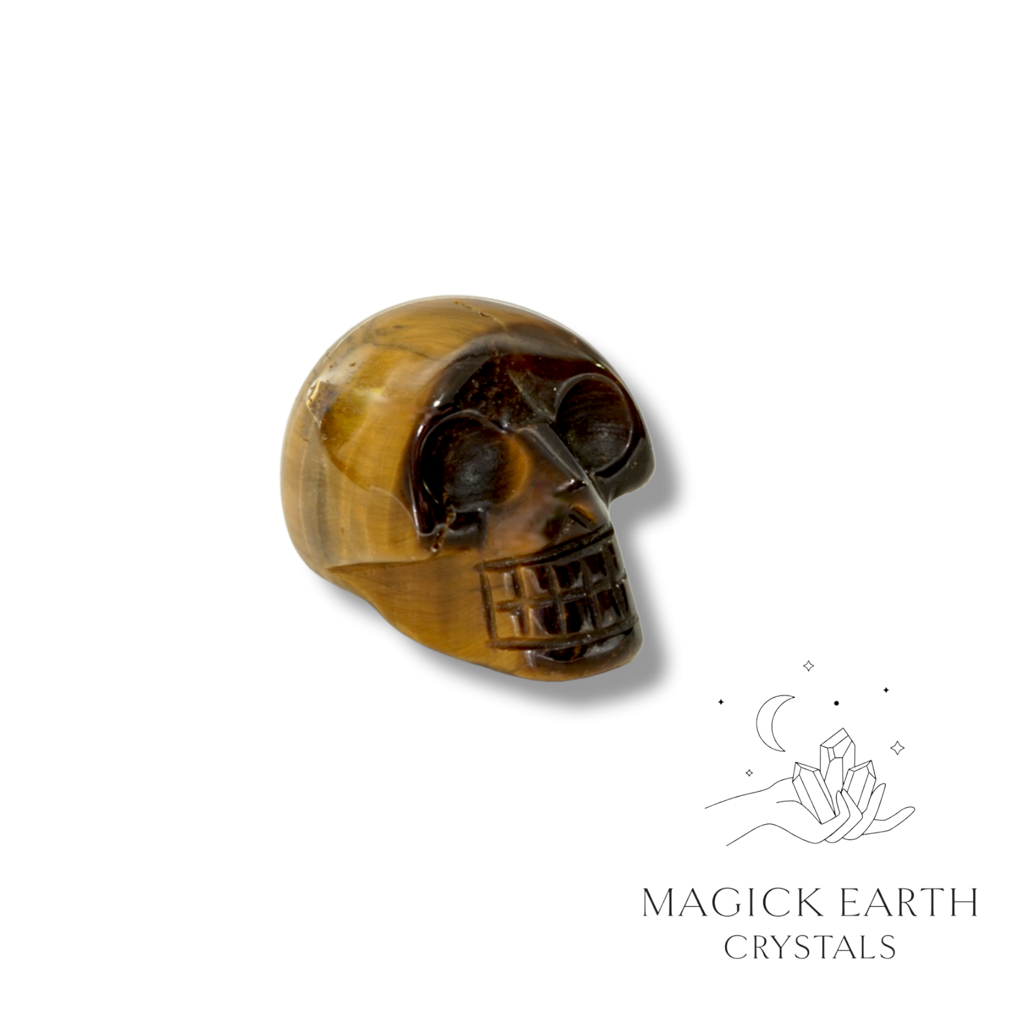 Tiger Eye  Carved Tiny  Skull For Confident Courage