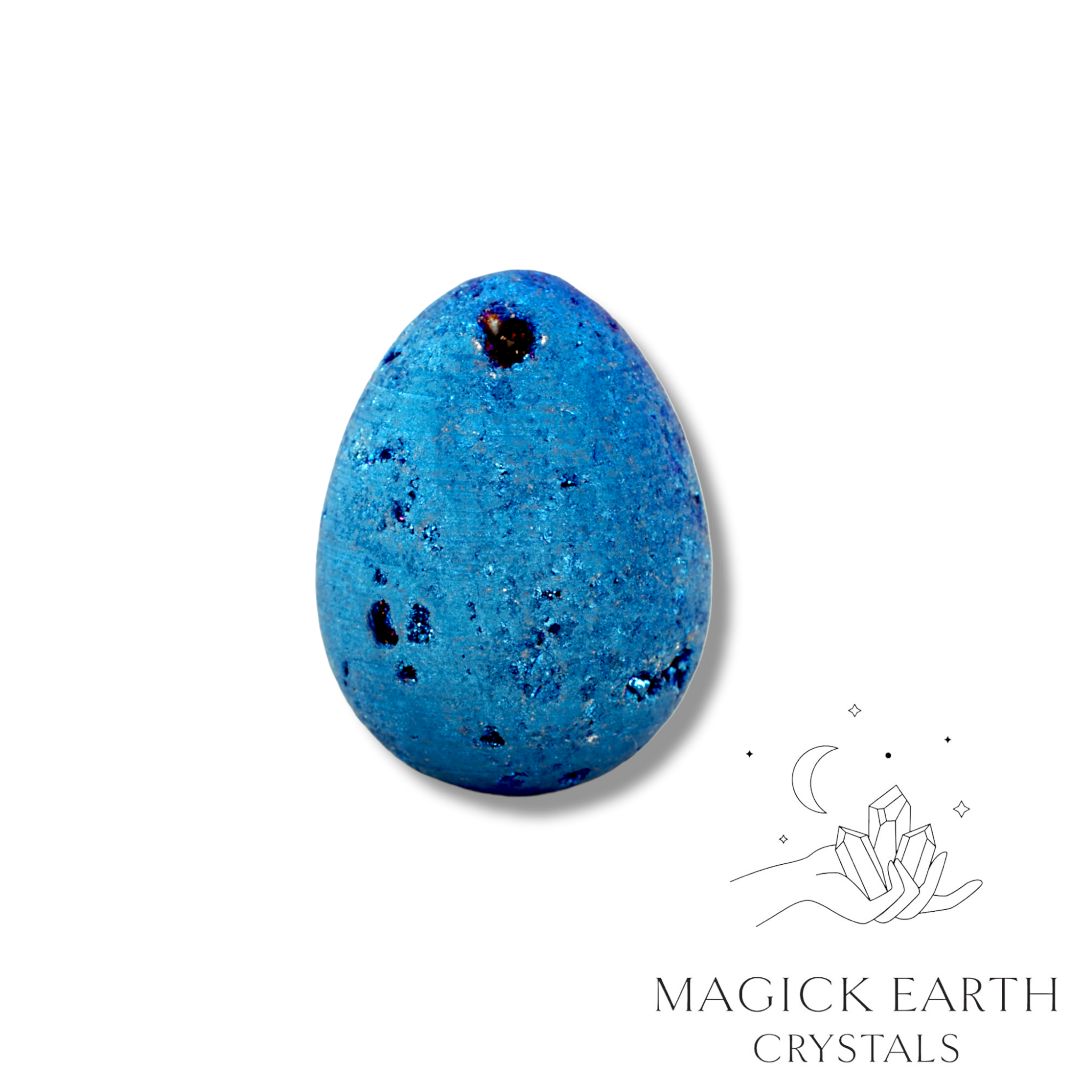 Electroplated Quartz Druzy Egg in Blue Finish for Amplified Insight