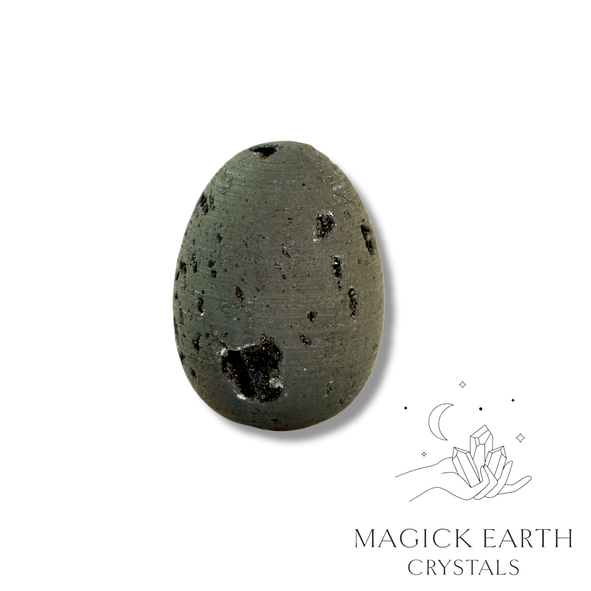 Electroplated Quartz Druzy Egg with Charcoal Finish for Amplified Insight
