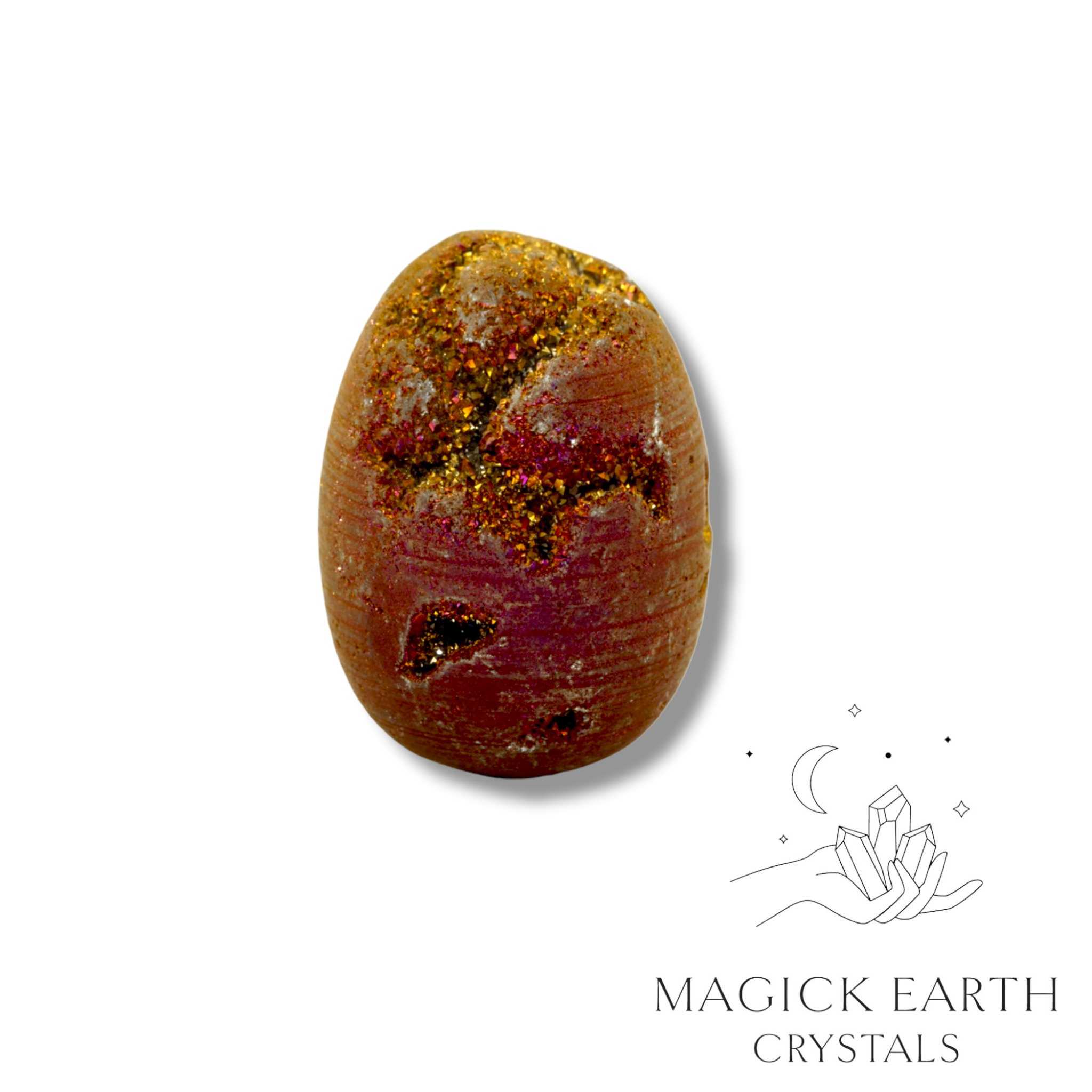 Electroplated Quartz Druzy Egg with Purple Finish for Amplified Insight