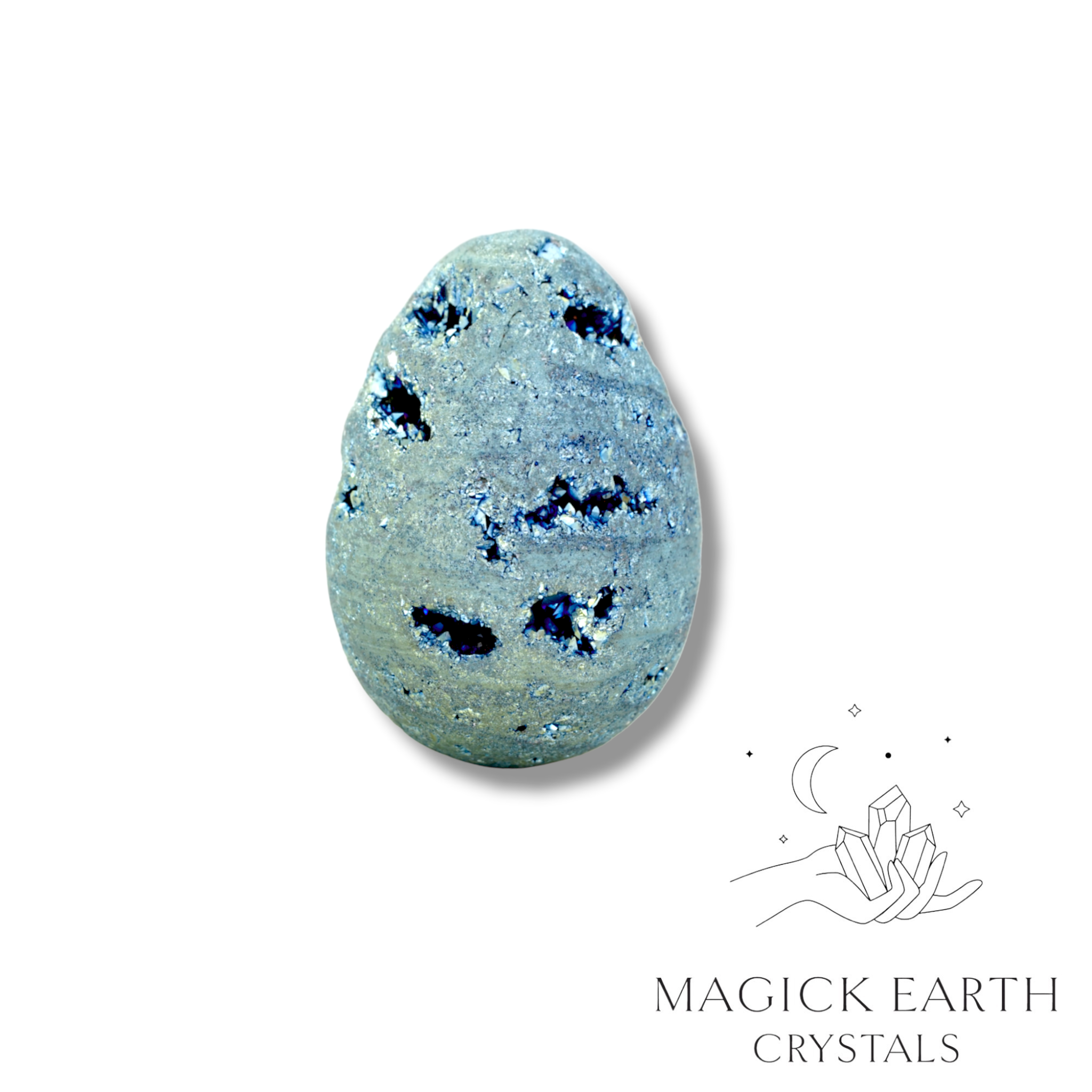 Electroplated Quartz Druzy Eggs in Teal Finish for Amplified Insight