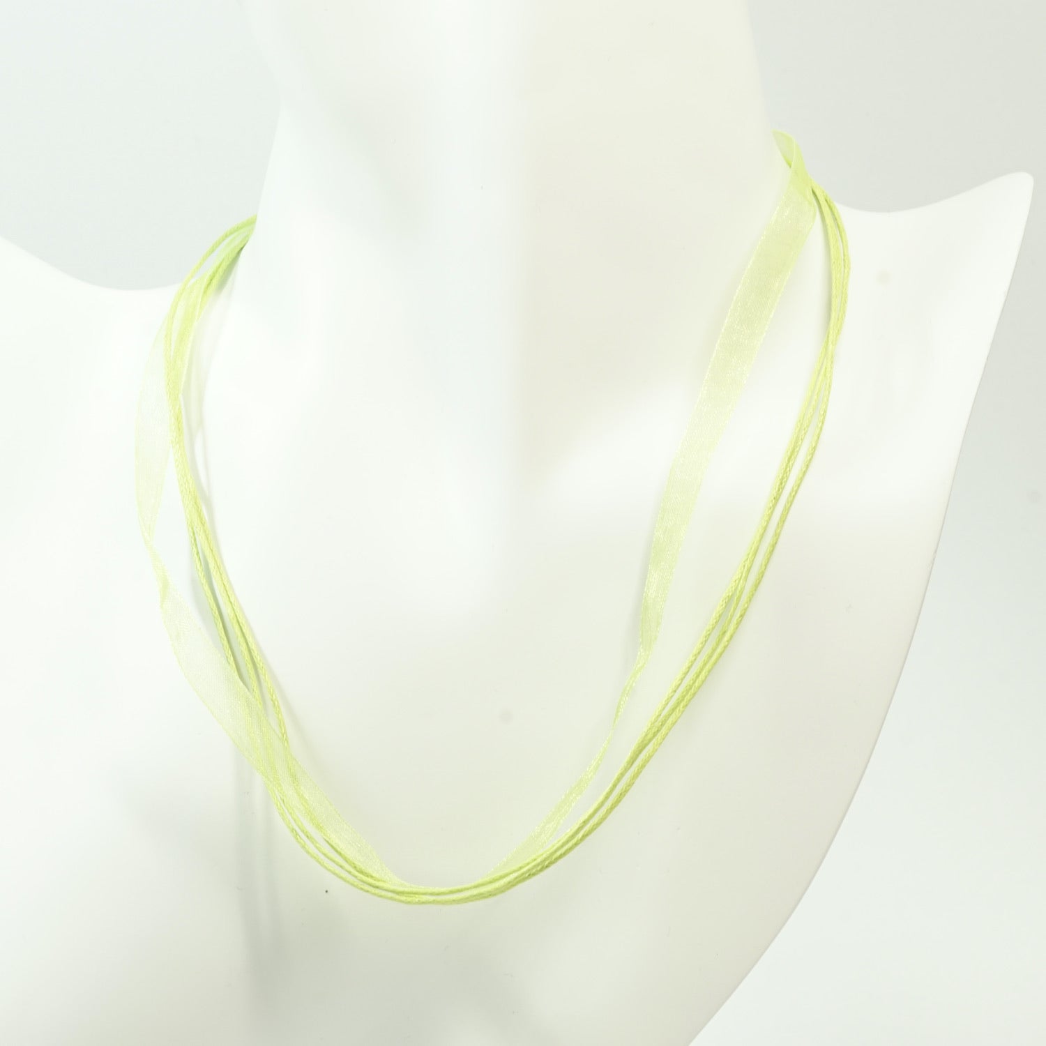 Lime Organza and Waxed Cotton Necklace with Platinum Findings