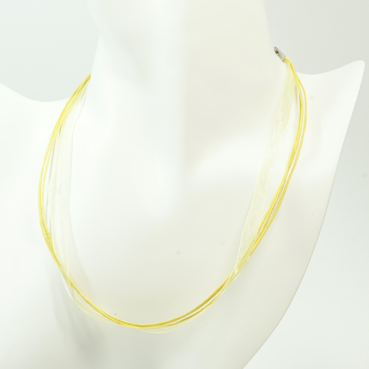 Yellow Organza and Waxed Cotton Necklace with Platinum Findings