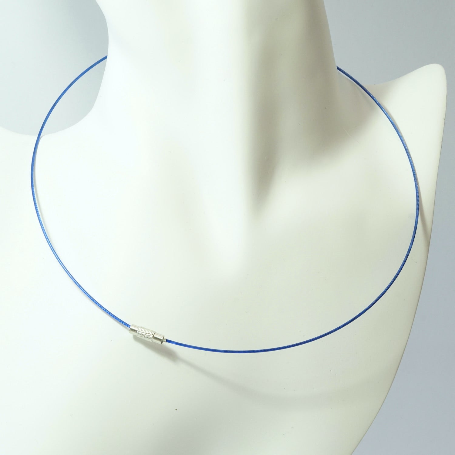 Wire Flex Choker with Platinum Findings and Dark Blue Finish