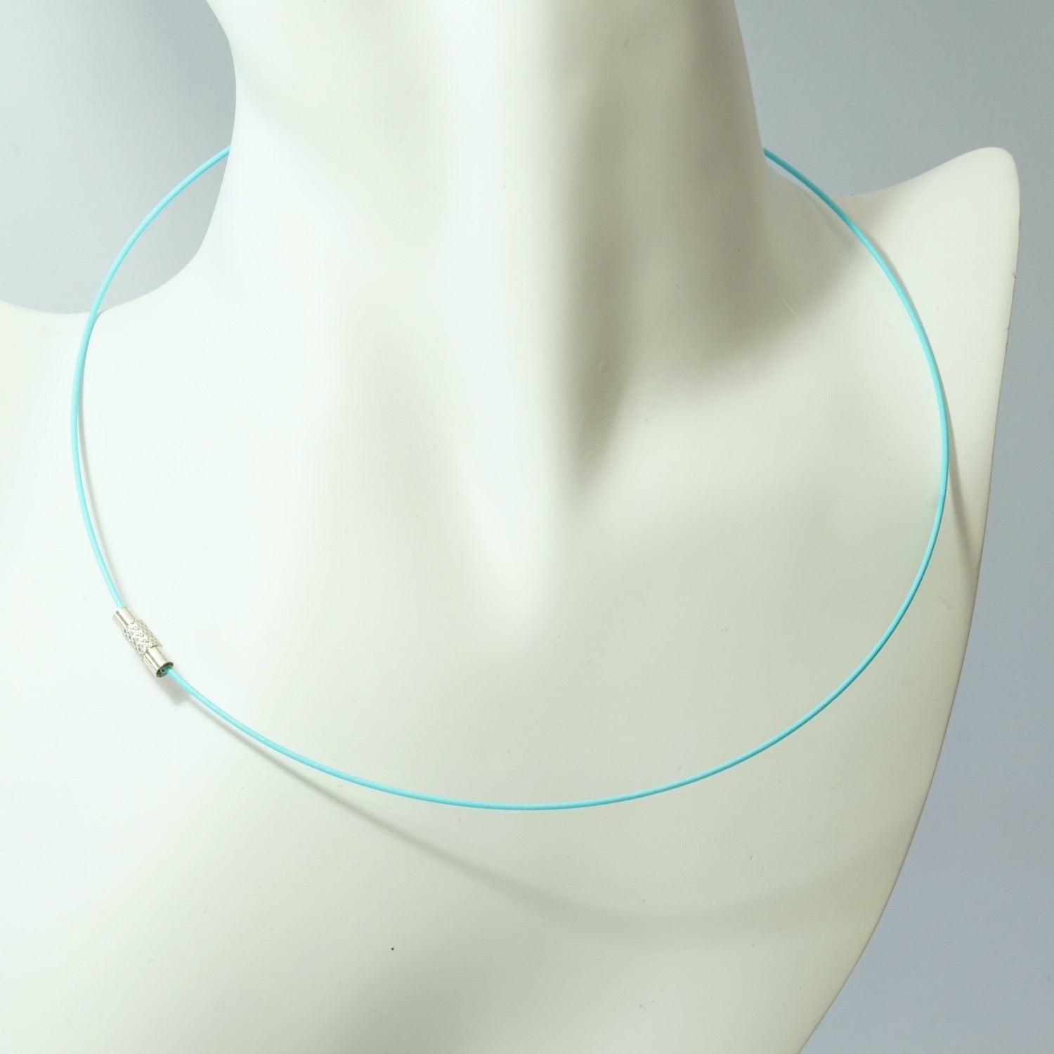 Wire Flex Choker with Platinum Findings and Light Blue Finish