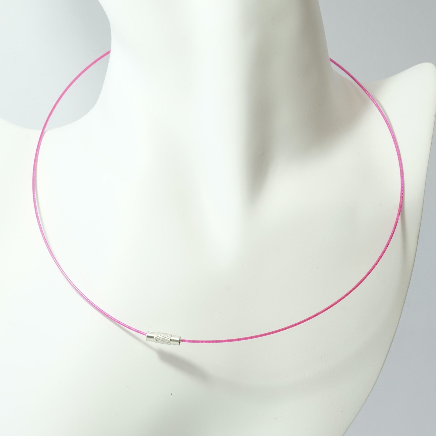 Wire Flex Chokers with Platinum Findings and Magenta Finish