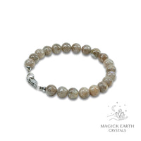 Labradorite Crystal Bracelets with 8mm Round Beads and Platinum Clasp  For Magickal Protection