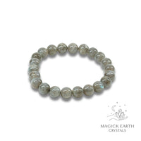 Labradorite Crystal Bracelets with 8mm Round Beads Stretch  For Magickal Protection