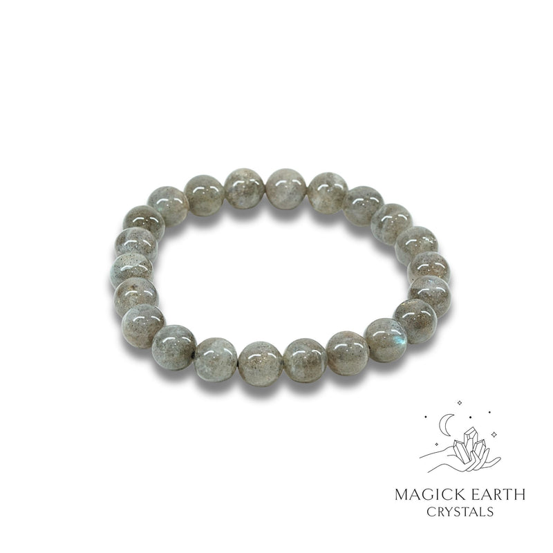 Labradorite Crystal Bracelets with 8mm Round Beads Stretch  For Magickal Protection