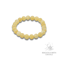 Yellow Jade Crystal Bracelets With 8mm Round Beads Stretch For Balanced Confidence