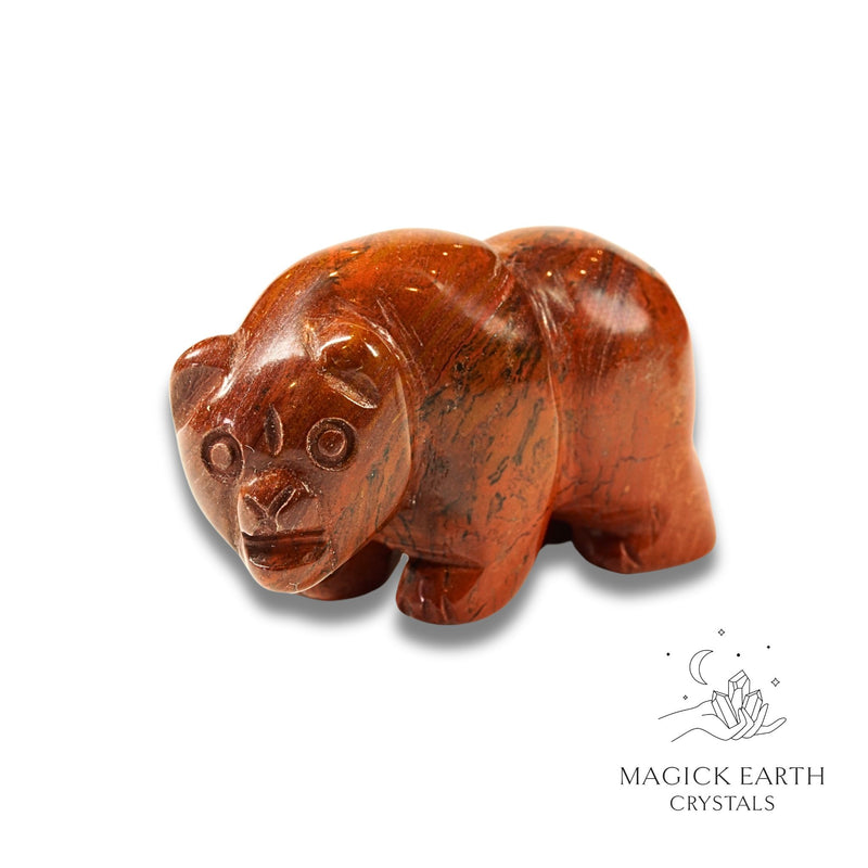 Red Jasper Bear Carved Crystal Gemstone Carved Figurines