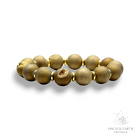 Agate Druzy Geode Crystal Bracelet with 12mm electroplated beads gold colour for steady strength